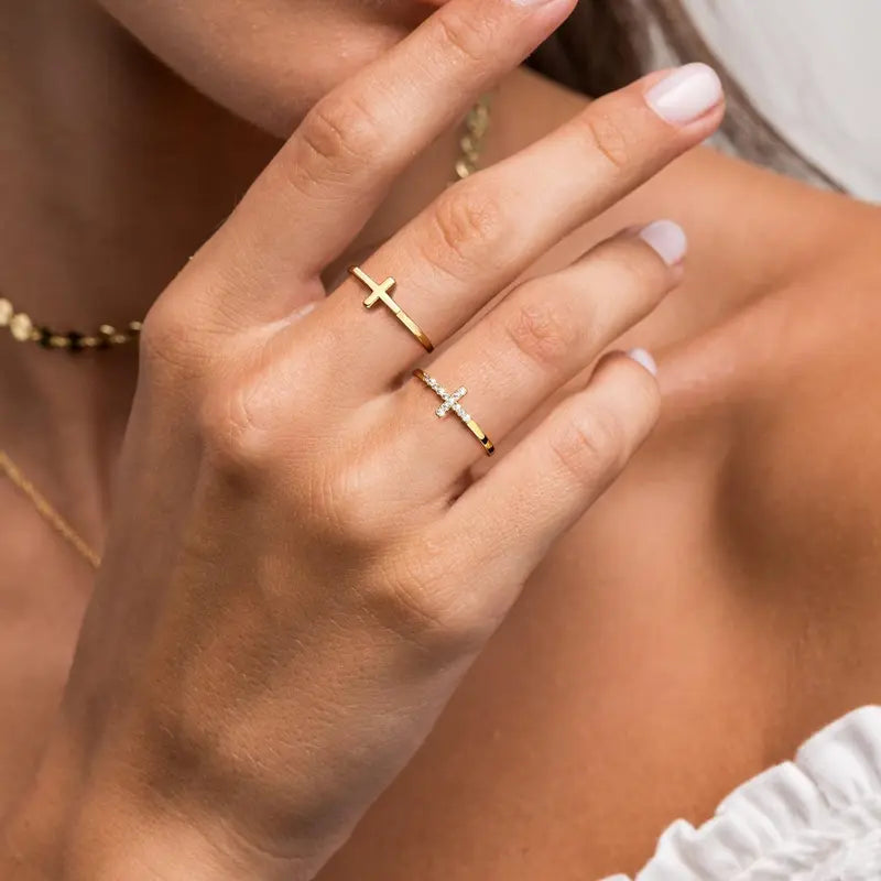 Sparkle & Serene Cross Ring 2-Piece Set