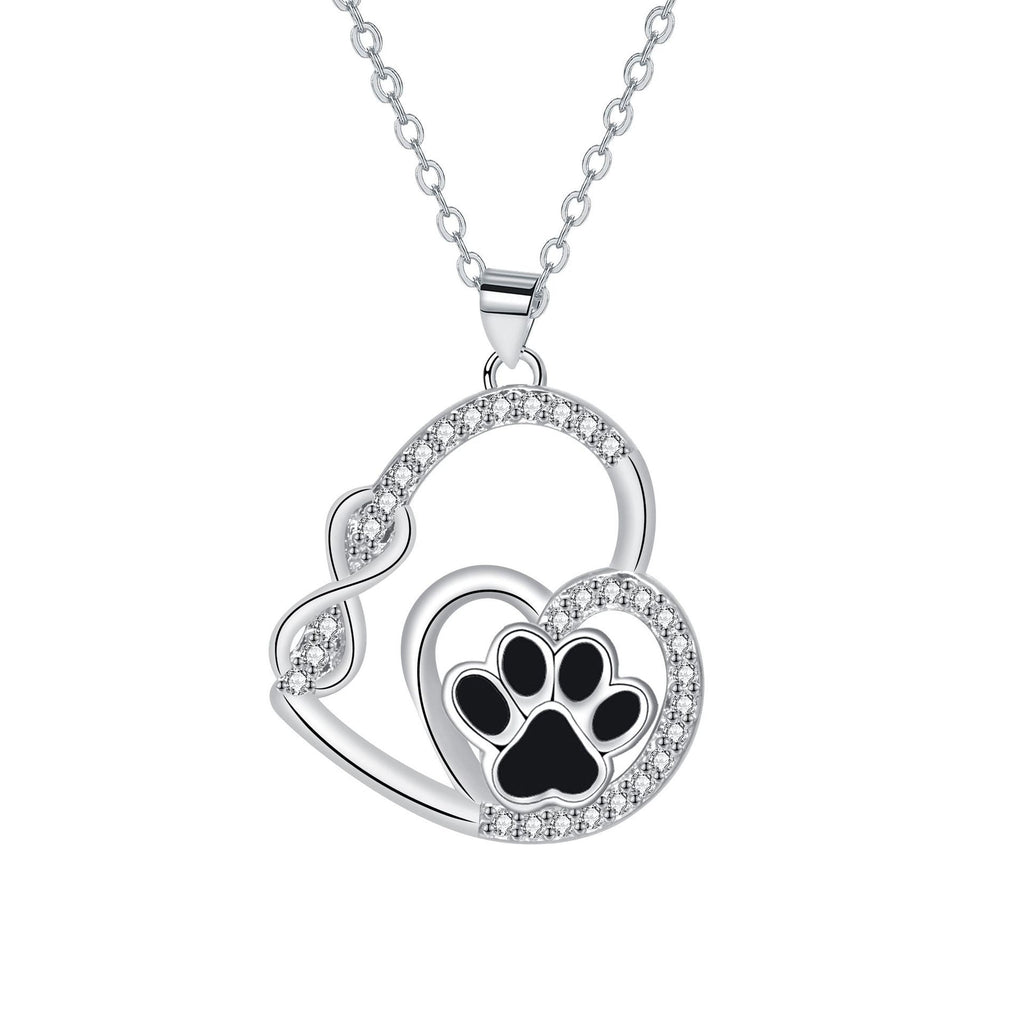 Infinite Double Love Paw Print Pendant Necklace