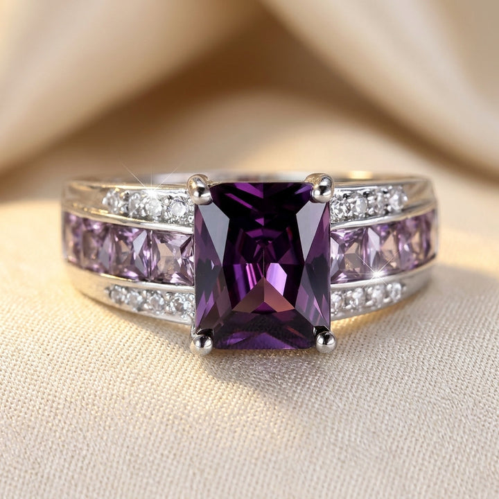 Silver Amethyst Channel Ring