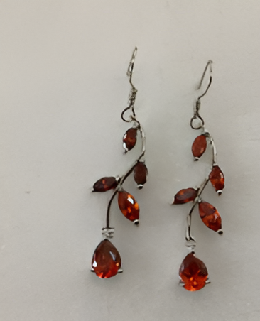 Vintage Red Leaf Earrings