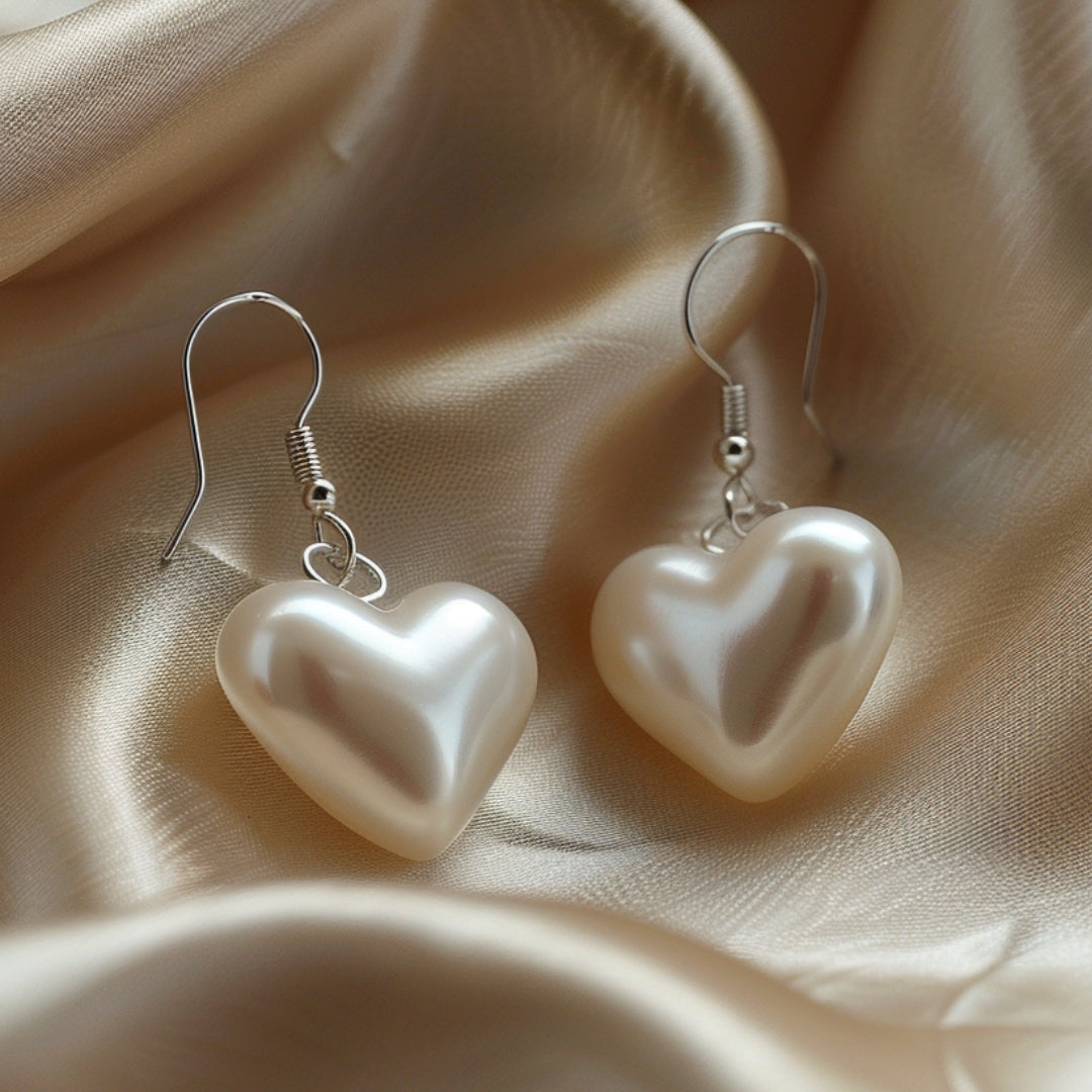 Pearl Heart Earrings