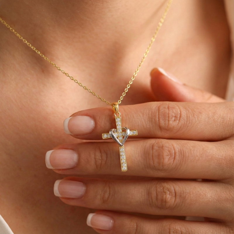 Dual Tone Cross Necklace