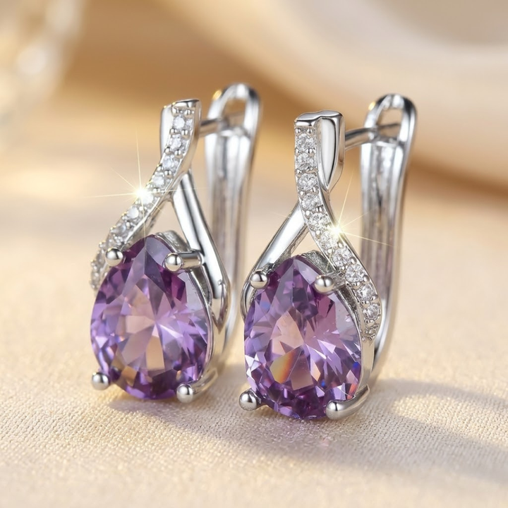Silver Amethyst Drop Earrings