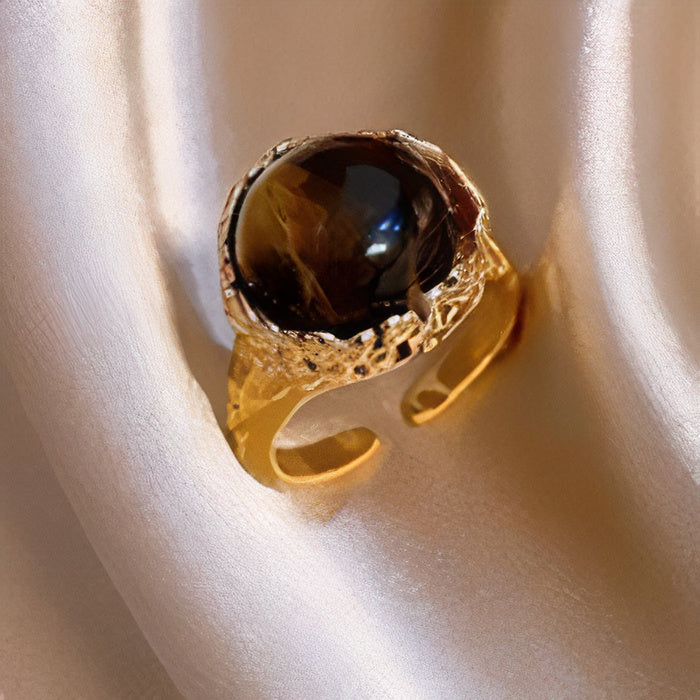 Vintage Dark Stone Golden Ring