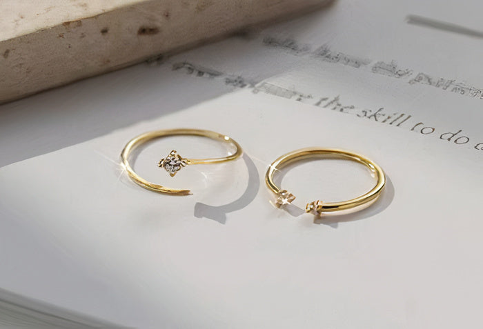 Vintage Moon Zirconia Ring Set