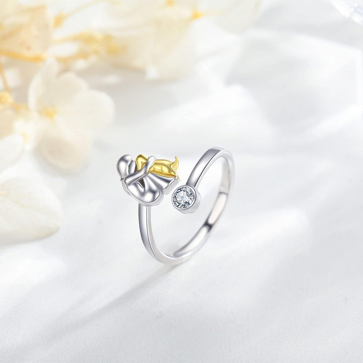 VIP | 925 Sterling Silver Dog Ring wit Zirconia – Adjustable & Handmade