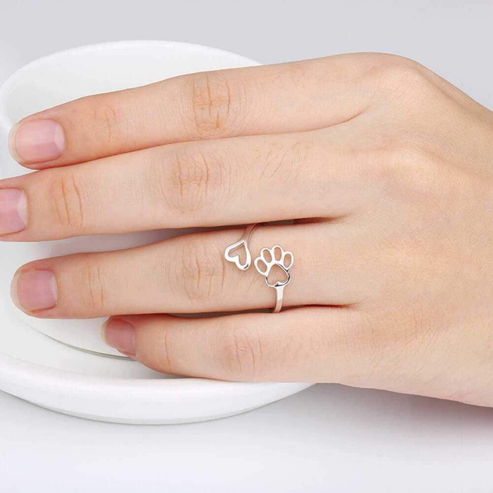 VIP | Handcrafted Paw & Heart Ring – Adjustable 925 Sterling Silver