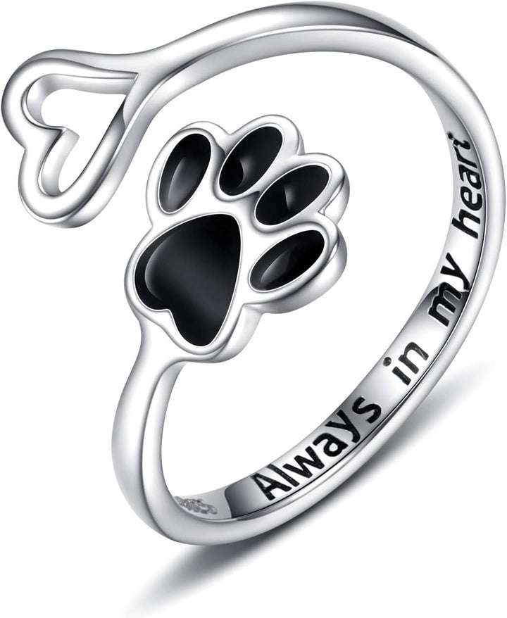 VIP | Handcrafted Paw & Heart Ring – Adjustable 925 Sterling Silver