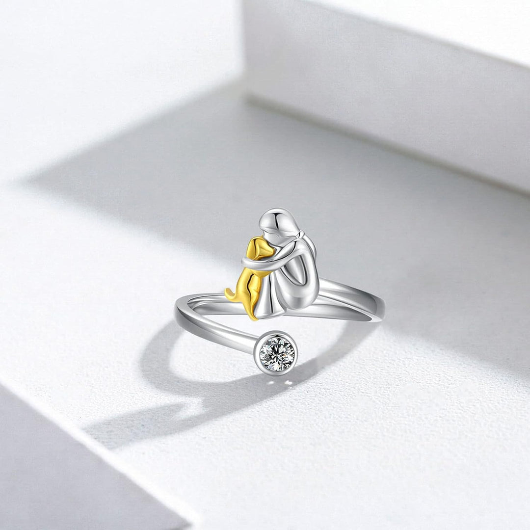 VIP | 925 Sterling Silver Dog Ring wit Zirconia – Adjustable & Handmade