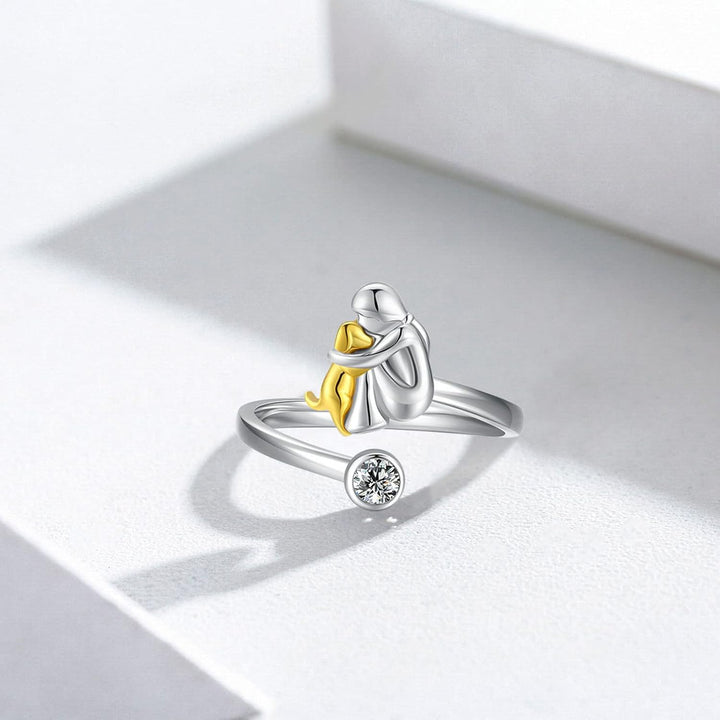 VIP | 925 Sterling Silver Dog Ring wit Zirconia – Adjustable & Handmade