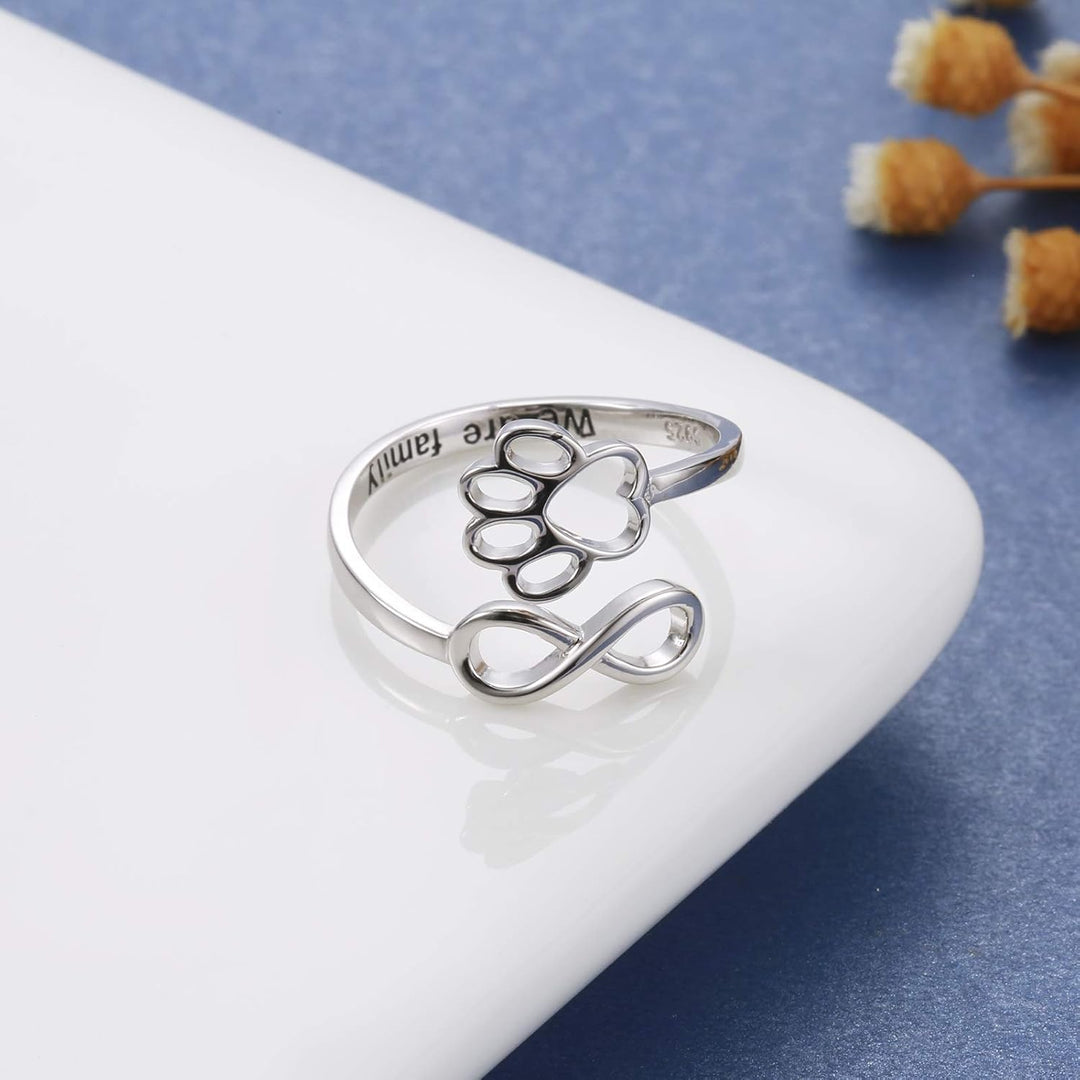 VIP | Handcrafted Paw & Heart Ring – Adjustable 925 Sterling Silver