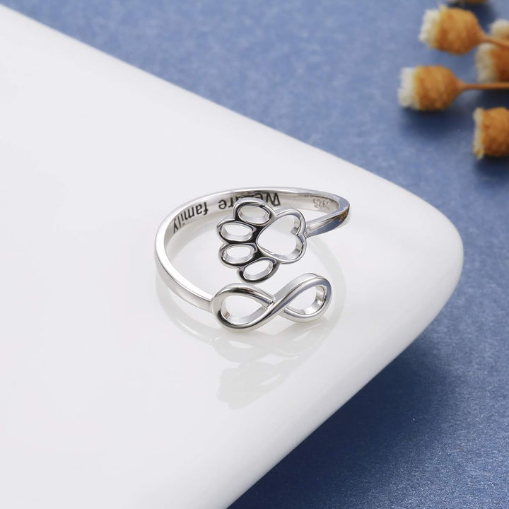 VIP | Handcrafted Paw & Heart Ring – Adjustable 925 Sterling Silver