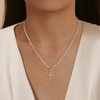 Eternal Crown & Cross Pearl Necklace
