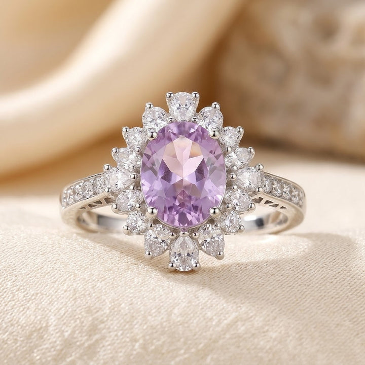 Silver Amethyst Crown Ring