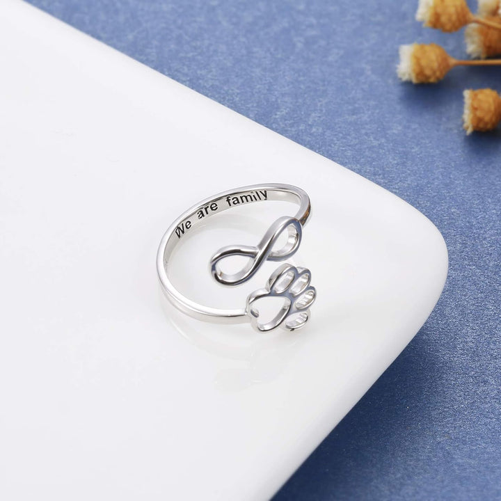 VIP | Handcrafted Paw & Heart Ring – Adjustable 925 Sterling Silver