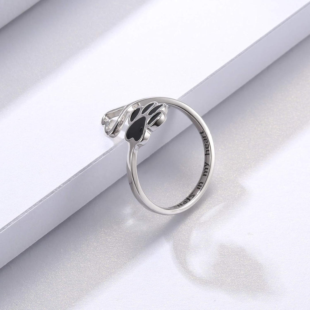 VIP | Handcrafted Paw & Heart Ring – Adjustable 925 Sterling Silver