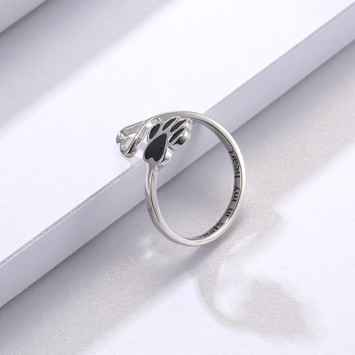 VIP | Handcrafted Paw & Heart Ring – Adjustable 925 Sterling Silver