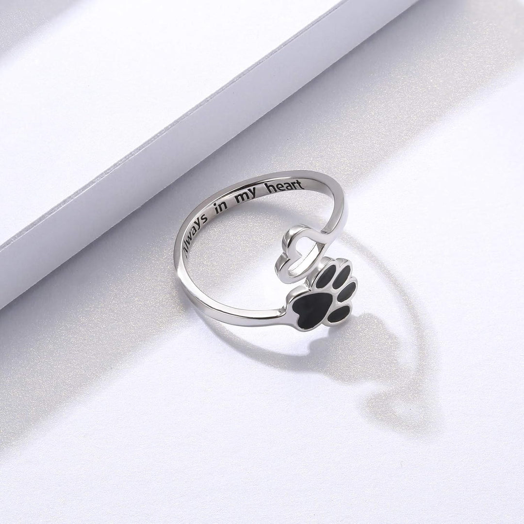 VIP | Handcrafted Paw & Heart Ring – Adjustable 925 Sterling Silver
