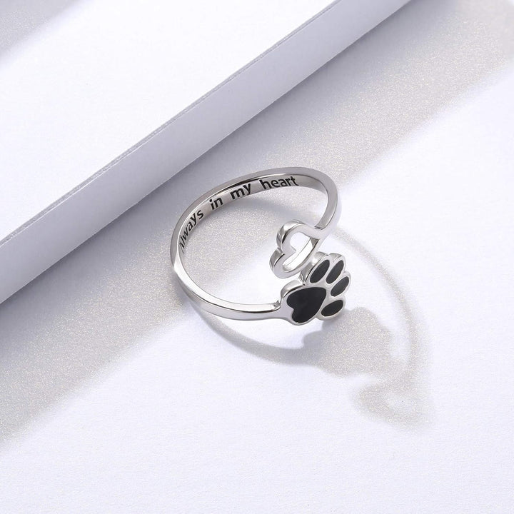 VIP | Handcrafted Paw & Heart Ring – Adjustable 925 Sterling Silver