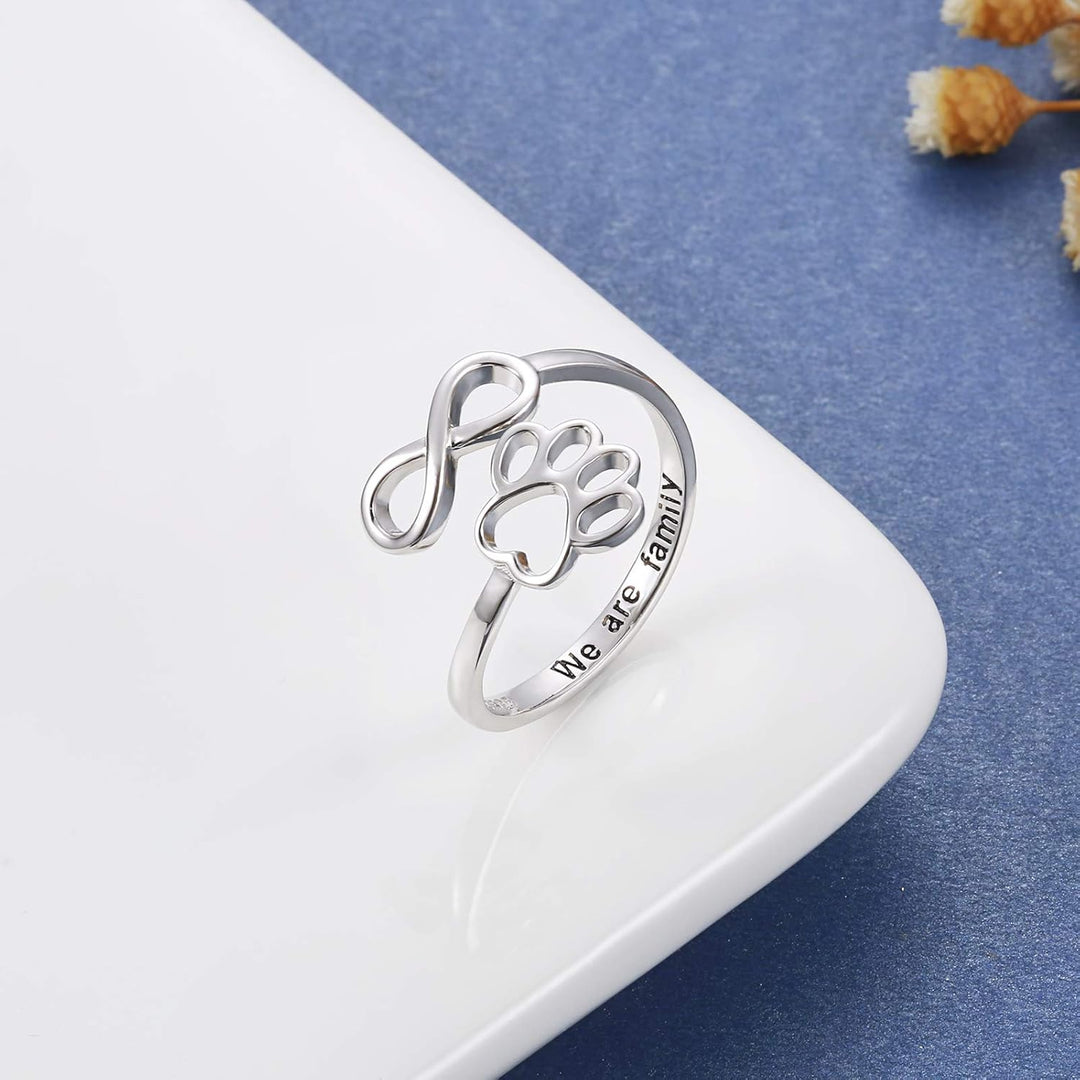 VIP | Handcrafted Paw & Heart Ring – Adjustable 925 Sterling Silver