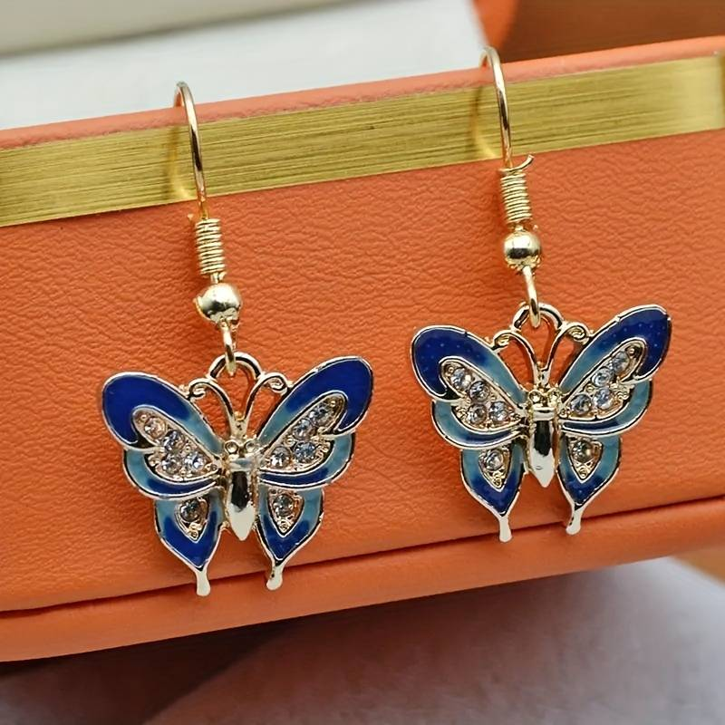 VIP | Vintage Blue Butterfly Enamel Earrings