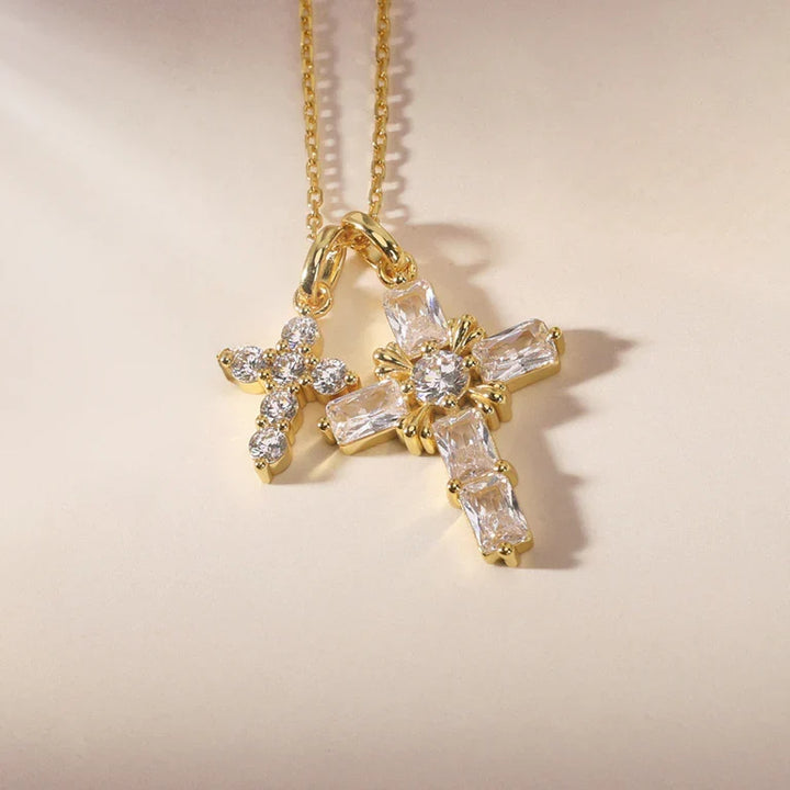 Byzantine Double Crosses Pendant Necklace