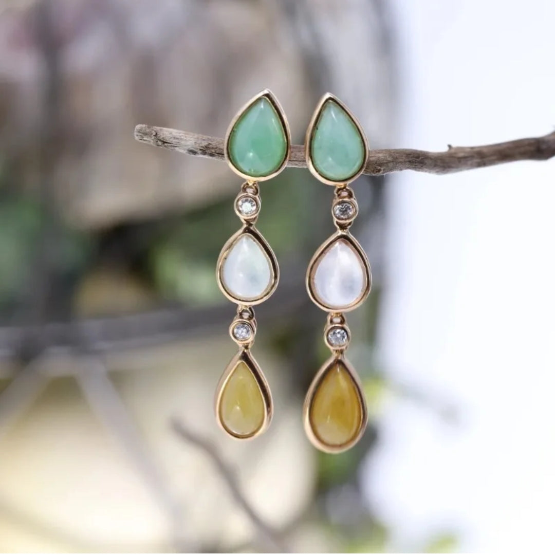 Vintage Nature Dangling Stones Earrings