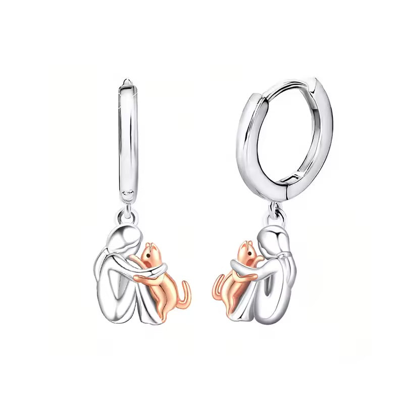 VIP | Cat Hug Pendant Necklace with Bonus Earrings – Limited Time Offer
