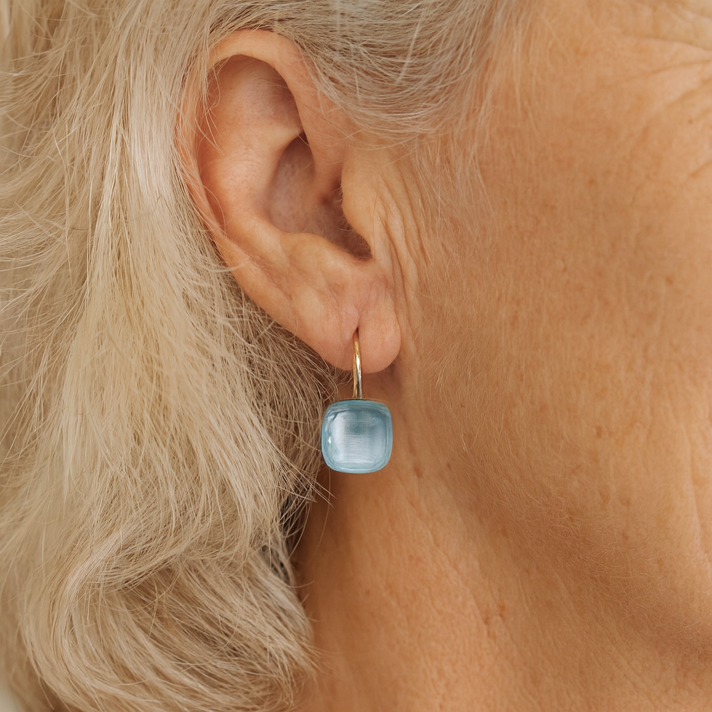 Vintage Blue Inlaid Zirconia Earrings