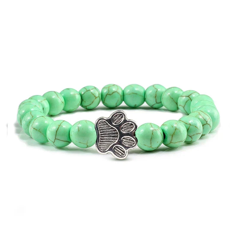 Beaded Paw Bracelet – Natural Stone Design