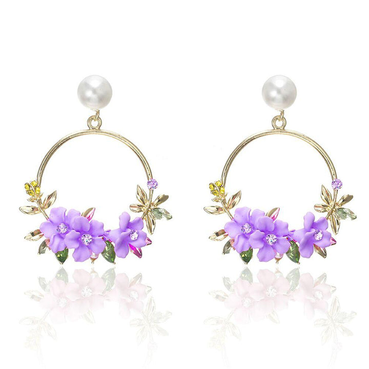 Gold Flower and Pearl Earrings