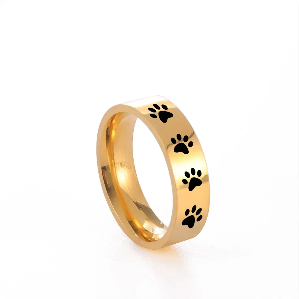 Handcrafted Paw Print Ring in Stainless Steel