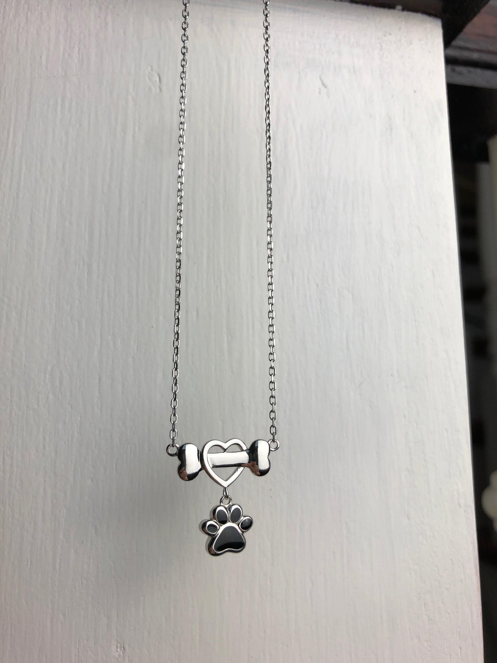Dainty Dog Paw Necklace in Stainless Steel