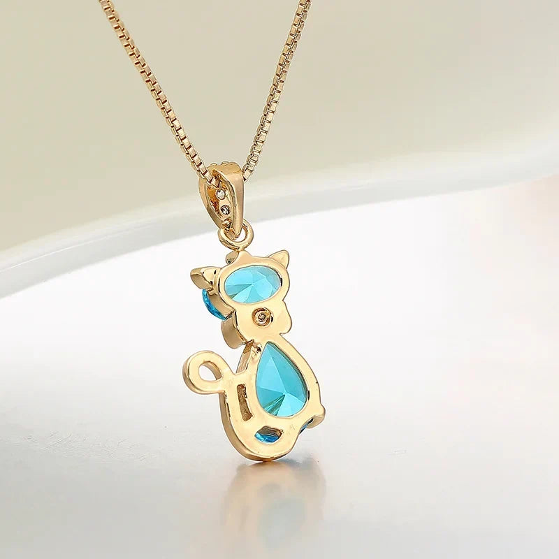 Crystal Cat Pendant Necklace