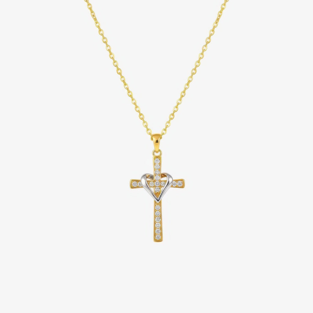 Dual Tone Cross Necklace