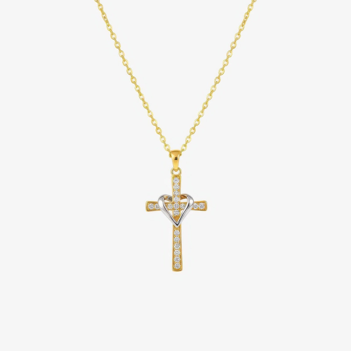 Dual Tone Cross Necklace