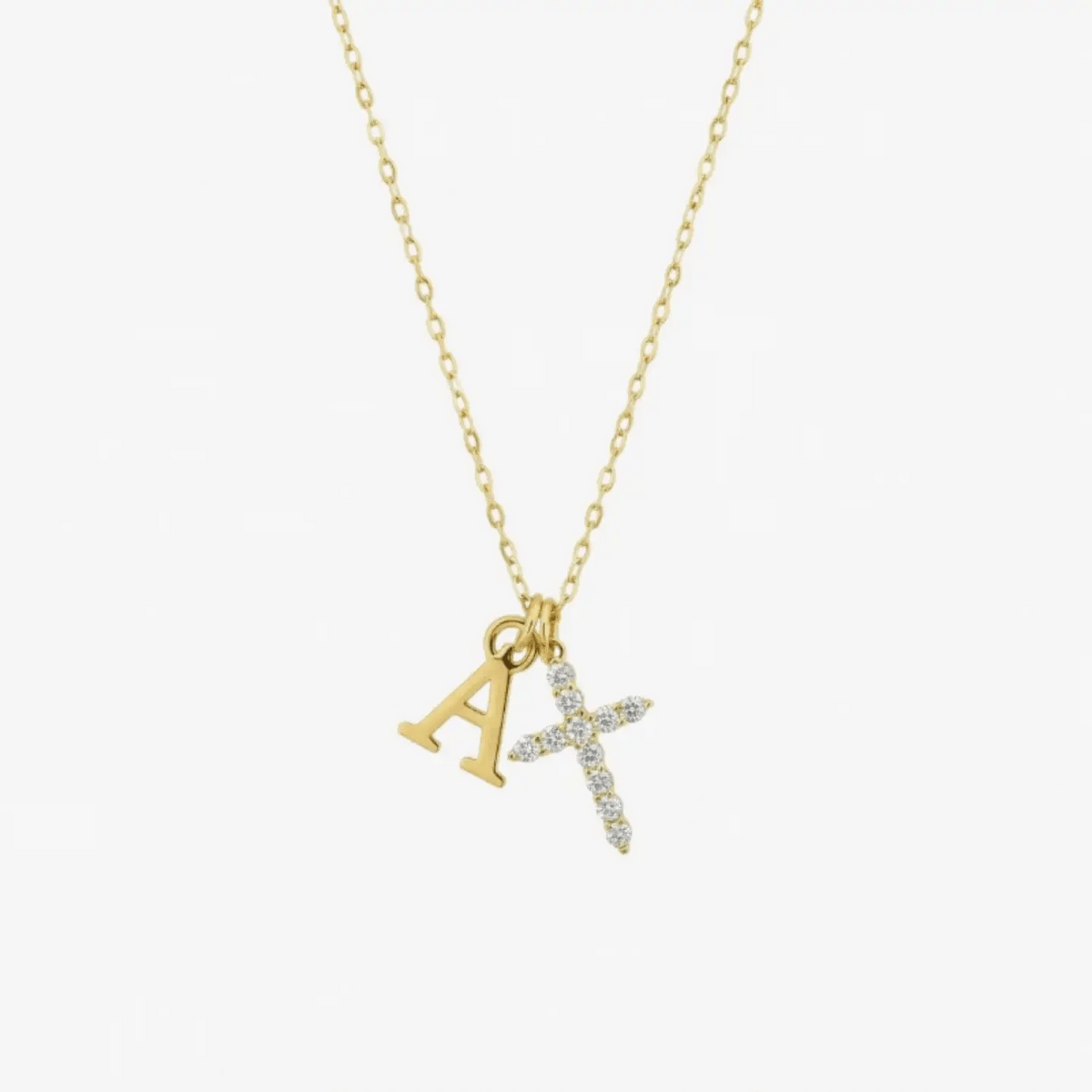 Initial Crystal Cross Necklace