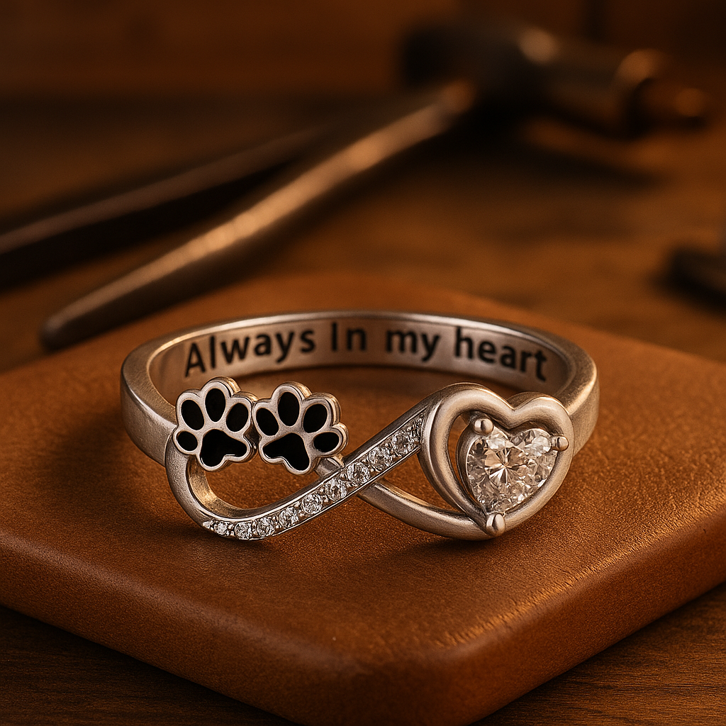VIP | Zirconia Paw Ring with Heart and Infinity Design