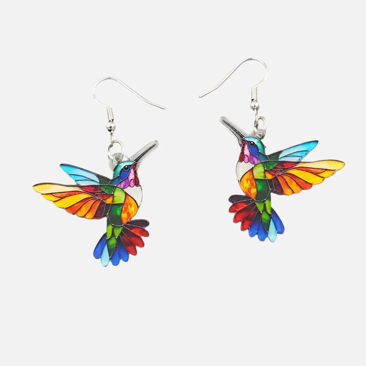 VIP | Acrylic Hummingbird Dangle Earrings – Bright 2D Bird Design
