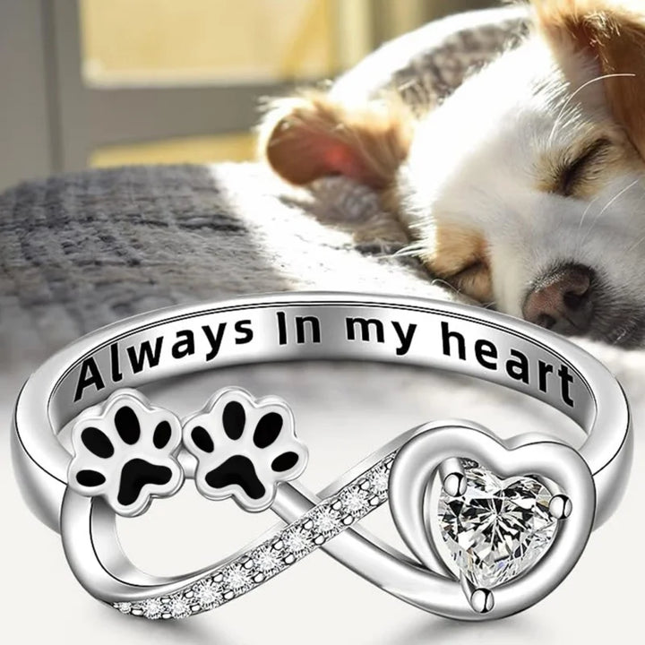 VIP | Zirconia Paw Ring with Heart and Infinity Design