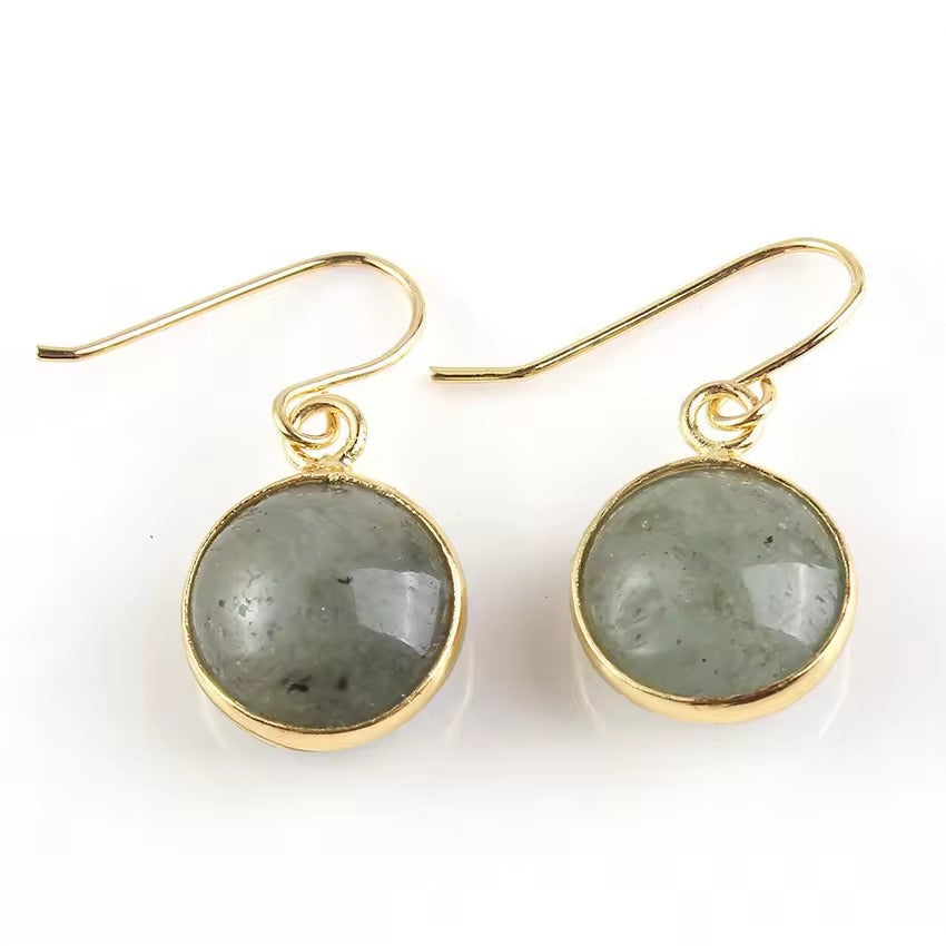 Vintage Green Glass Golden Earrings