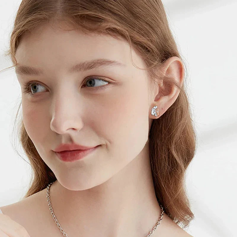 VIP | Silver and Gold Two-Tone Cat Hug Earrings