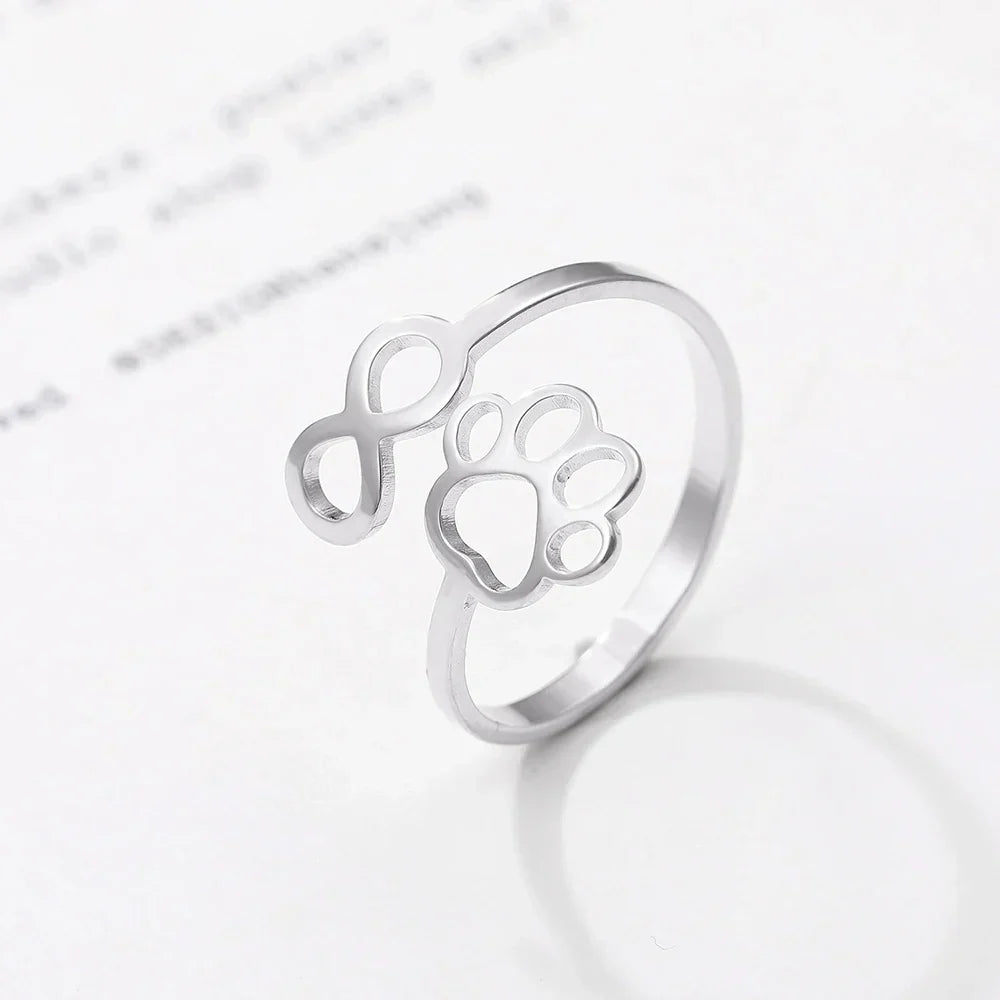 Adjustable Infinity Paw Ring – Stainless Steel