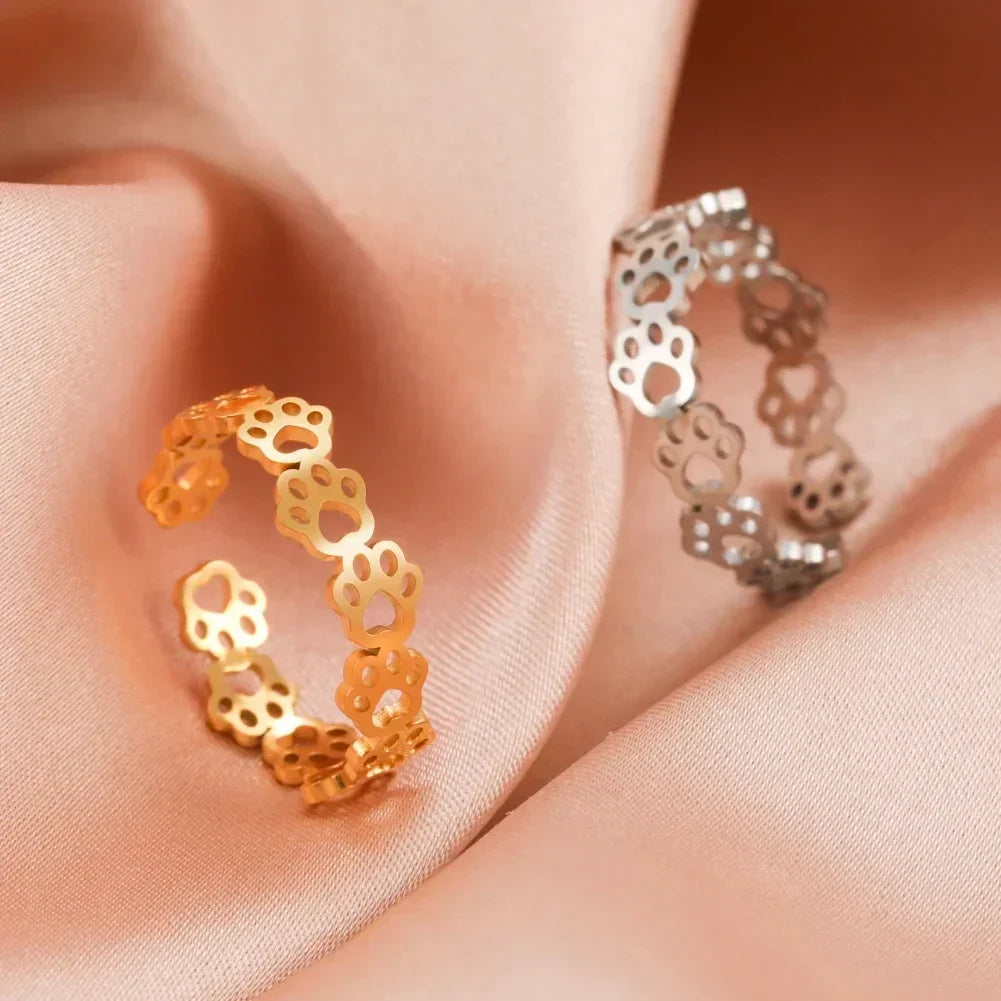 Adjustable Paw Print Ring – Made of Stainless Steel