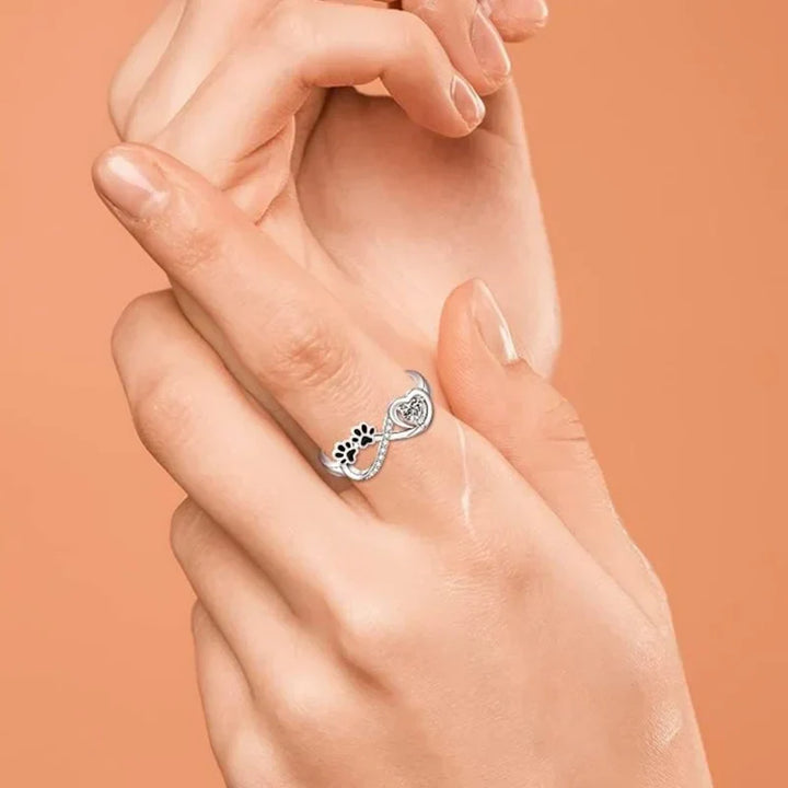 VIP | Zirconia Paw Ring with Heart and Infinity Design