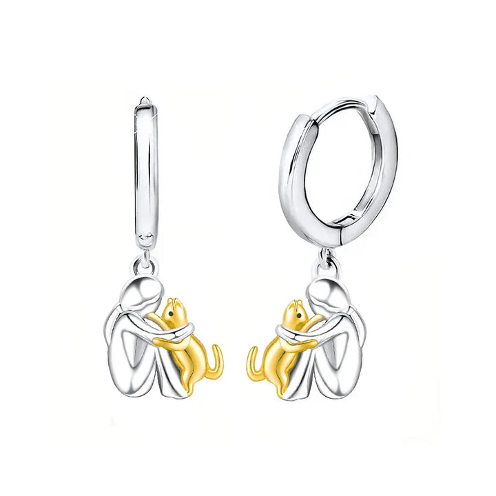 VIP | Silver and Gold Two-Tone Cat Hug Earrings