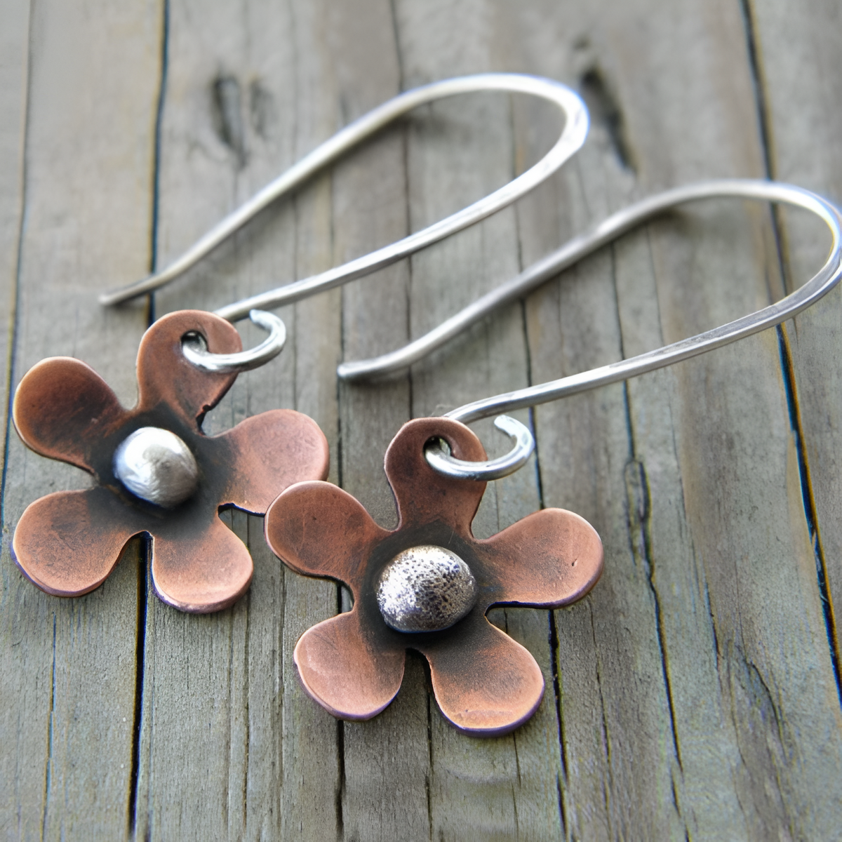 Vintage Brown Flower Earrings
