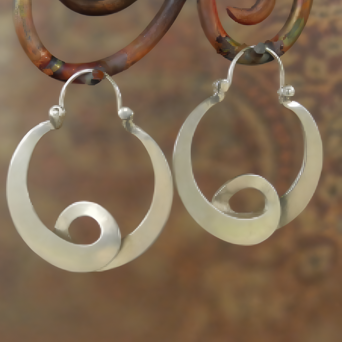 Silver Swirl Statement Earrings