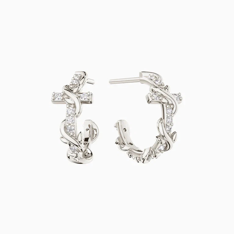 Surrounding Thorns Cross Earrings