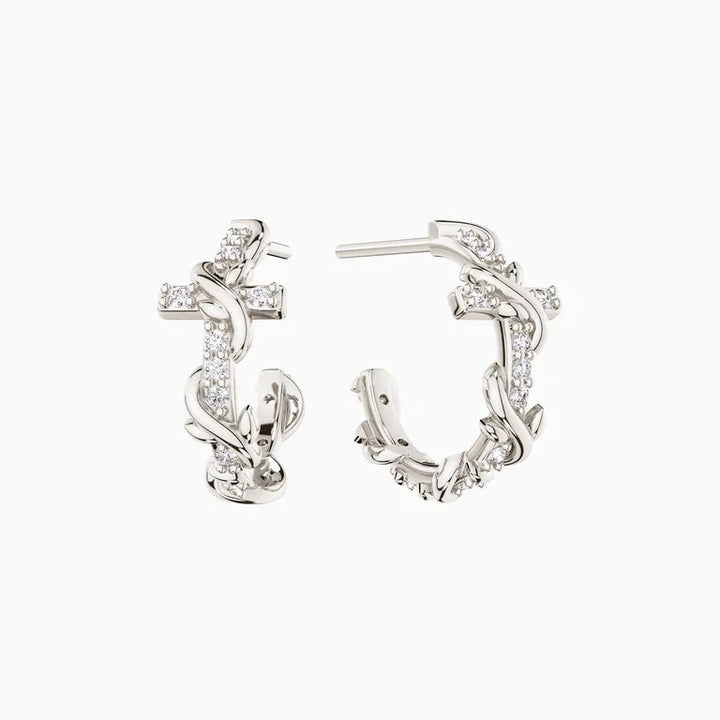 Surrounding Thorns Cross Earrings